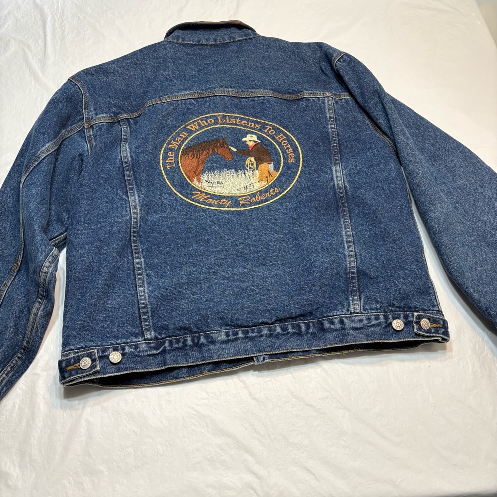 Hollywood Wear Monty Roberts Flannel Lined Denim Trucker Jacket Mens Medium